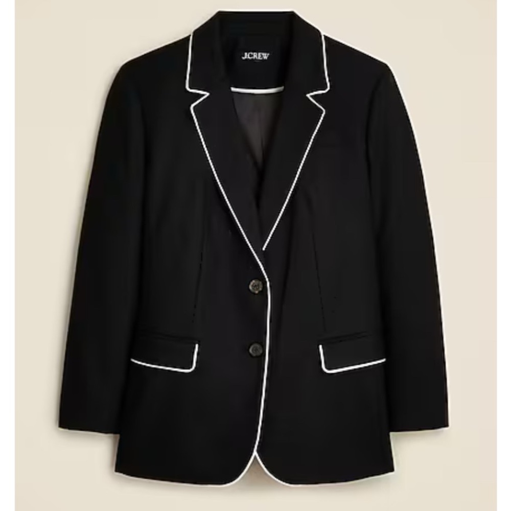 J. Crew Black Blazer with White Piping